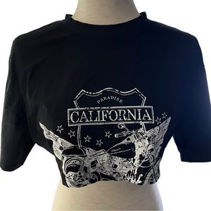 Motorcycle Print Boxy Crop Top.